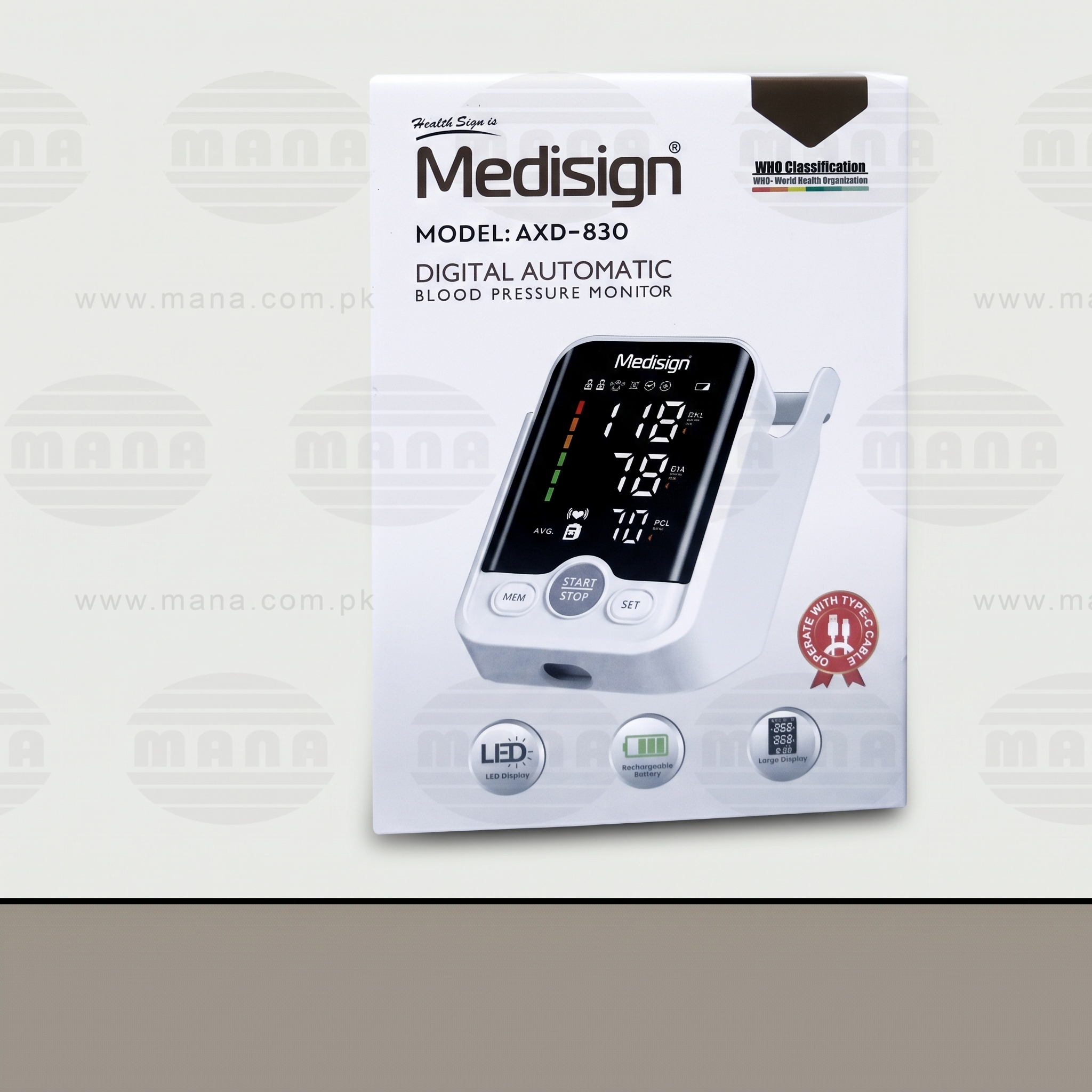 Medisign Digital Blood Pressure Monitor AXD-830 – Rechargeable Arm Type - Image 2